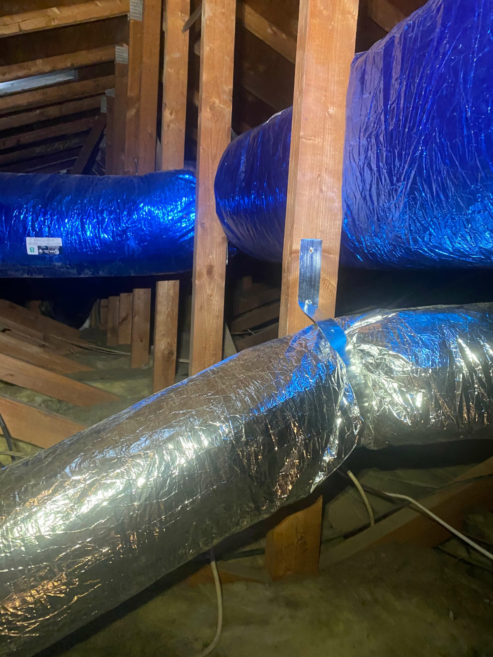 blue and silver ducts